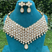 Amoliya Jewels Royal Polki Kundan Stone Heavy Bridal Necklace Set