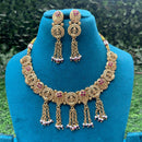Amoliya Jewels Traditional Pota Stone And Pearl Temple Necklace Set