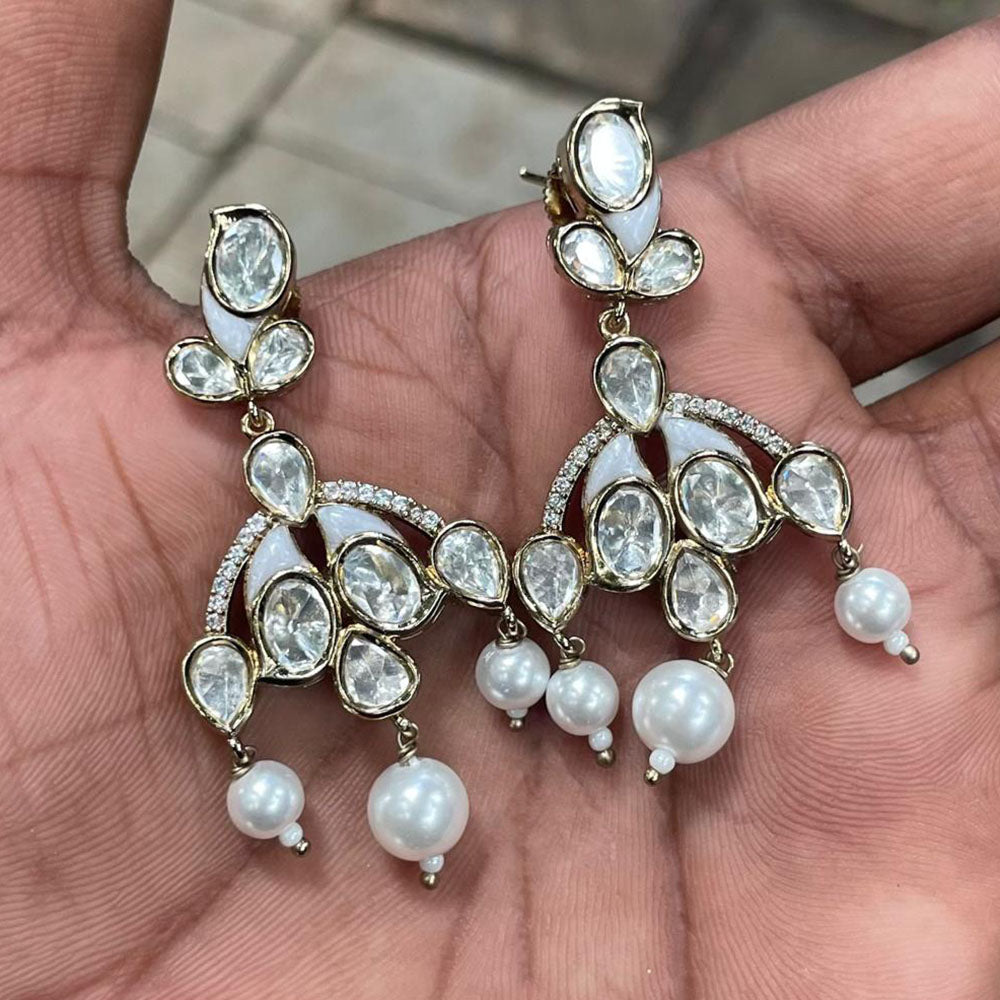 Amoliya Jewels Elegant Polki Kundan Stone Ethnic And Dangler Earrings