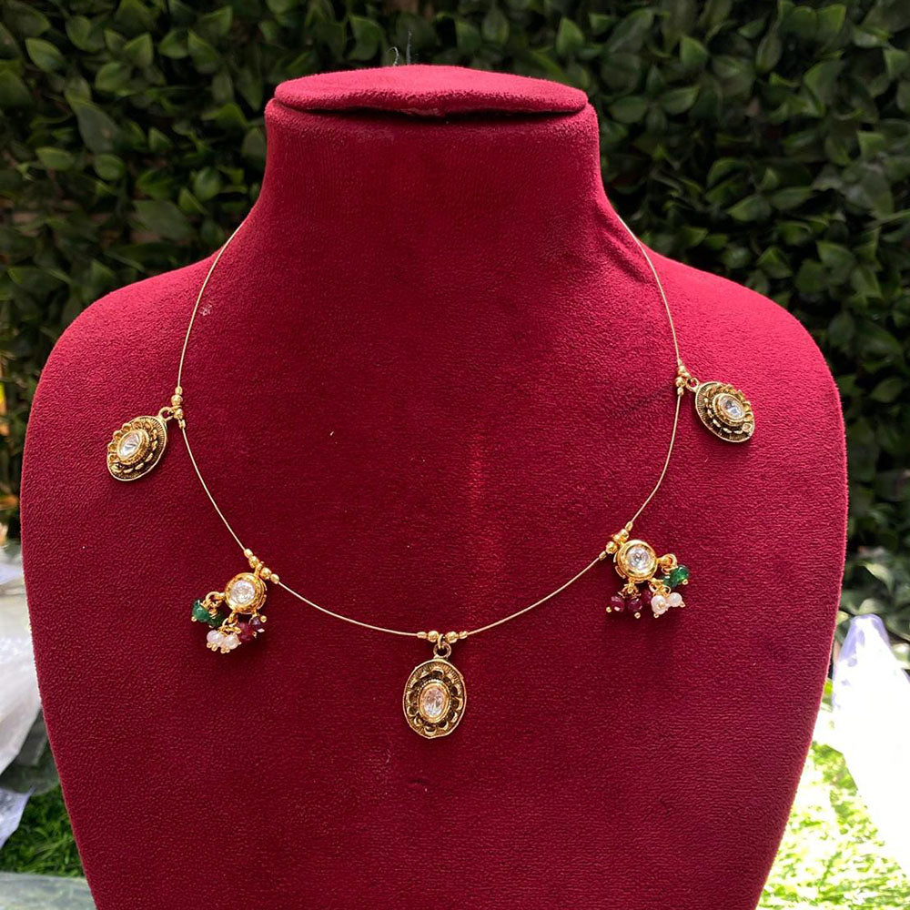 Amoliya Jewels Designer Pota Stone And Beads Necklace