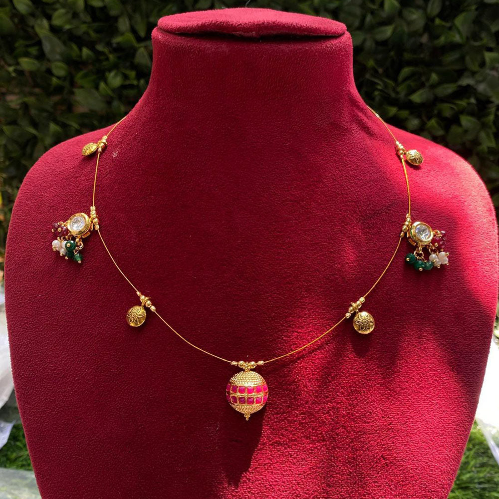 Amoliya Jewels Designer Pota Stone And Beads Necklace