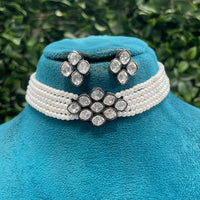 Amoliya Jewels Traditional Polki Kundan And Pearl Choker Necklace Set For Women