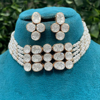 Amoliya Jewels Traditional Polki Kundan And Pearl Choker Necklace Set For Women