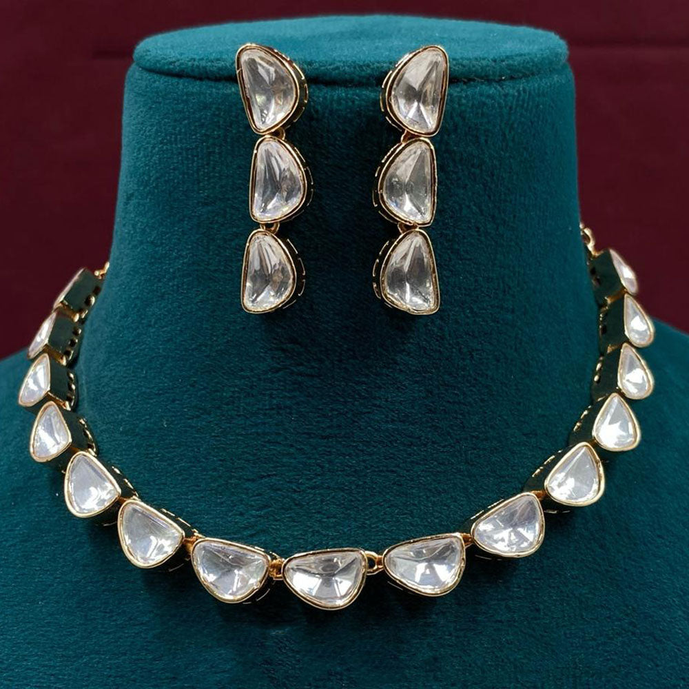 Amoliya Jewels Classic Polki Kundan Stone Choker Necklace Set For Women