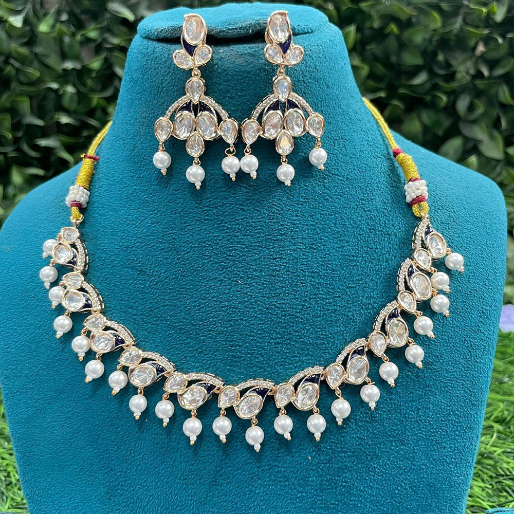 Amoliya Jewels Classic Polki Kundan Stone Choker Necklace Set For Women