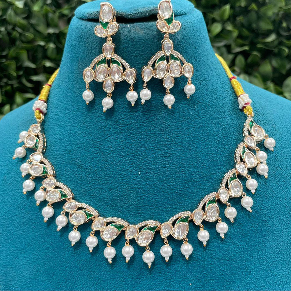 Amoliya Jewels Classic Polki Kundan Stone Choker Necklace Set For Women