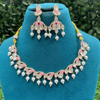 Amoliya Jewels Classic Polki Kundan Stone Choker Necklace Set For Women