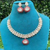 Amoliya Jewels Classic Polki Kundan Stone And Beads Necklace Set For Women