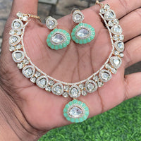 Amoliya Jewels Classic Polki Kundan Stone And Beads Necklace Set For Women