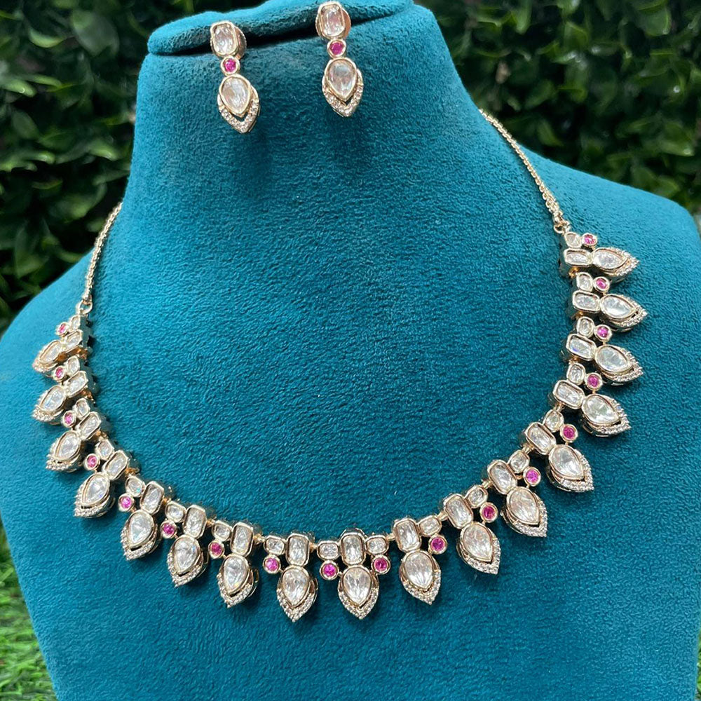 Amoliya Jewels Classic Polki Kundan Stone Necklace Set For Women