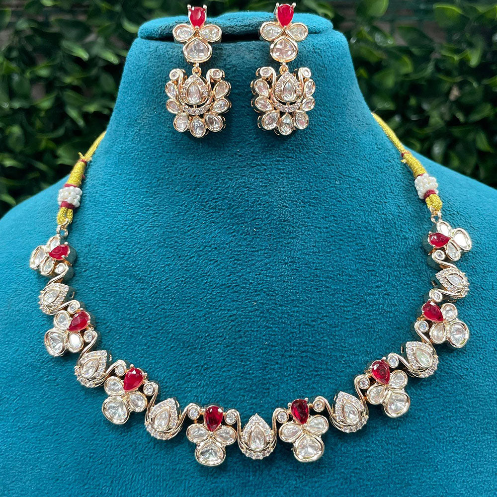 Amoliya Jewels Classic Polki Kundan Stone Necklace Set For Women