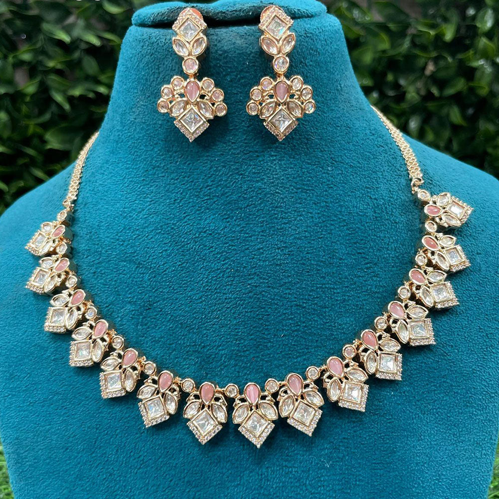Amoliya Jewels Classic Polki Kundan Stone Necklace Set For Women