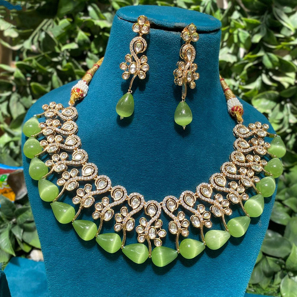 Amoliya Jewels Classic Polki Kundan Stone And Beads Necklace Set For Women