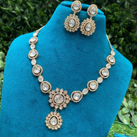 Amoliya Jewels Classic Polki Kundan Stone Necklace Set For Women