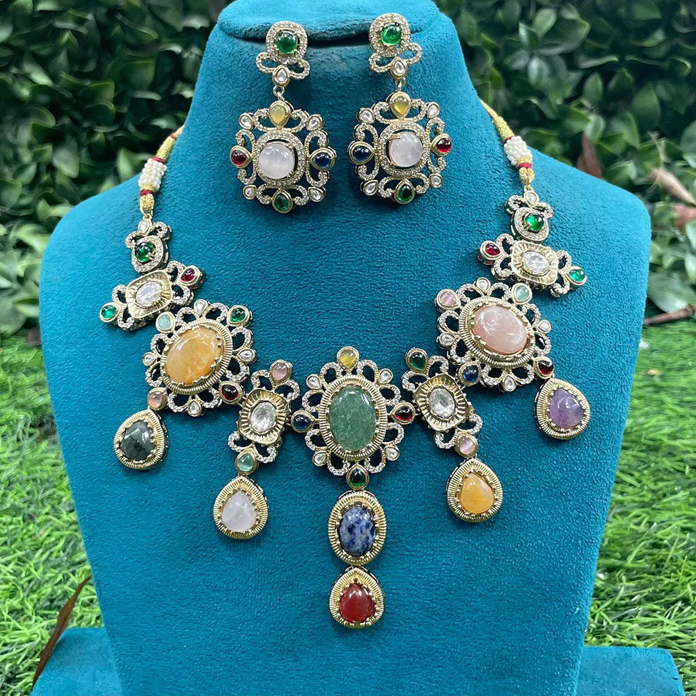 Amoliya Jewels Classic Polki Kundan Stone Necklace Set For Women