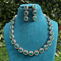 Amoliya Jewels Classic Pota Stone Necklace Set For Women