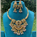 Amoliya Jewels Premium Pota Stone And Pearl Necklace Set 