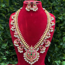 Amoliya Jewels Premium Pota Stone And Pearl Long Necklace Set 