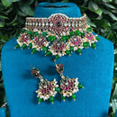 Amoliya Jewels Designer Pota Stone And Beads Choker Necklace Set