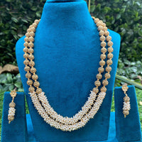 Amoliya Jewels Premium Beads Double Layer Long Necklace Set 