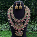Amoliya Jewels Premium Pota Stone And Pearl Double Necklace Set 
