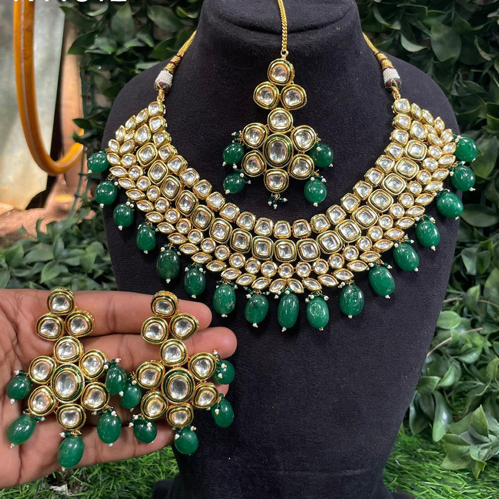 Amoliya Jewels Traditional Kundan Stone And Beads Necklace Set 
