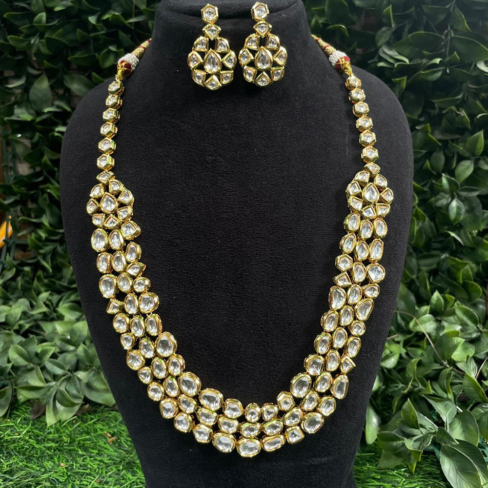 Amoliya Jewels Traditional Kundan Stone Long Necklace Set 