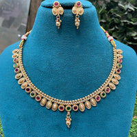 Amoliya Jewels Royal Pota Stone And Beads Designer Necklace Set