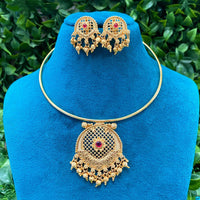 Amoliya Jewels Royal Pota Stone And Pearl Designer Necklace Set