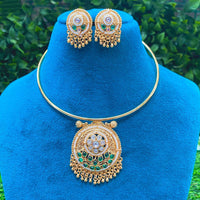 Amoliya Jewels Royal Pota Stone And Pearl Designer Necklace Set