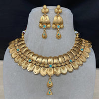 Amoliya Jewels Royal Pota Stone Designer Choker Necklace Set