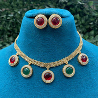 Amoliya Jewels Royal Pota Stone Choker Necklace Set
