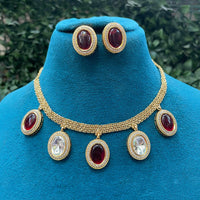 Amoliya Jewels Royal Pota Stone Choker Necklace Set