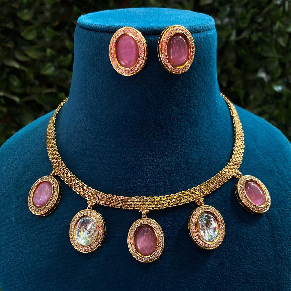 Amoliya Jewels Royal Pota Stone Choker Necklace Set