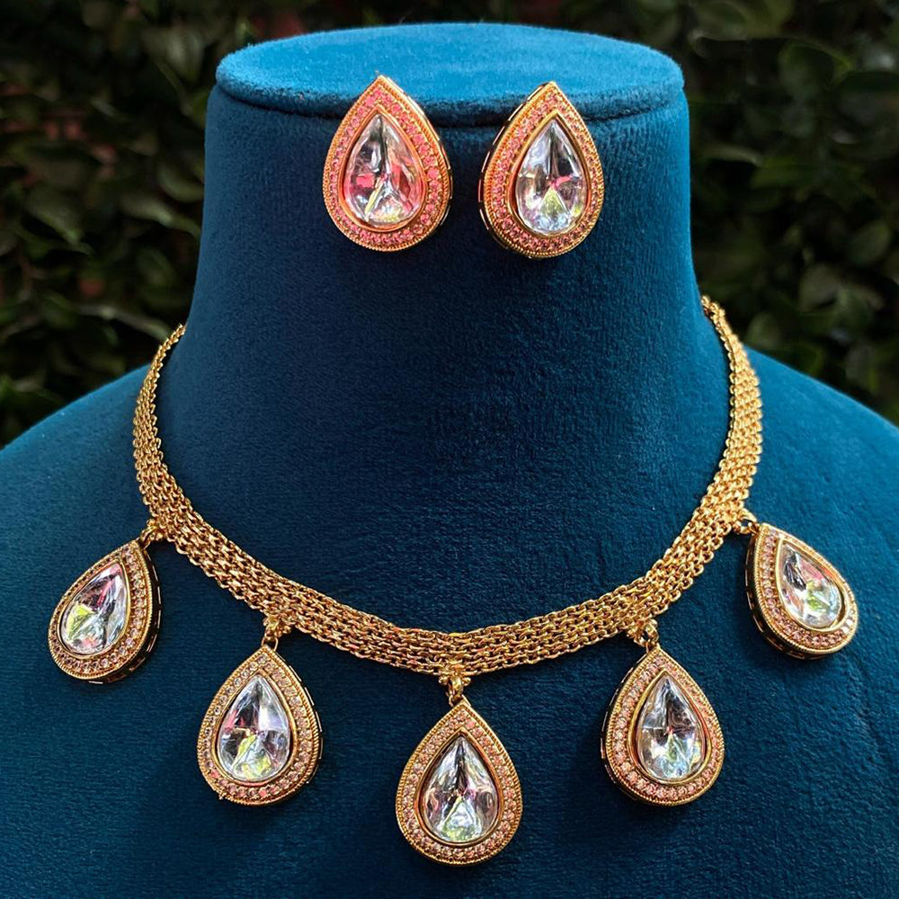 Amoliya Jewels Royal Pota Stone Choker Necklace Set