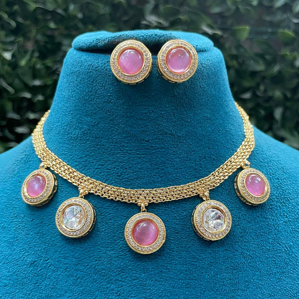 Amoliya Jewels Royal Pota Stone Choker Necklace Set