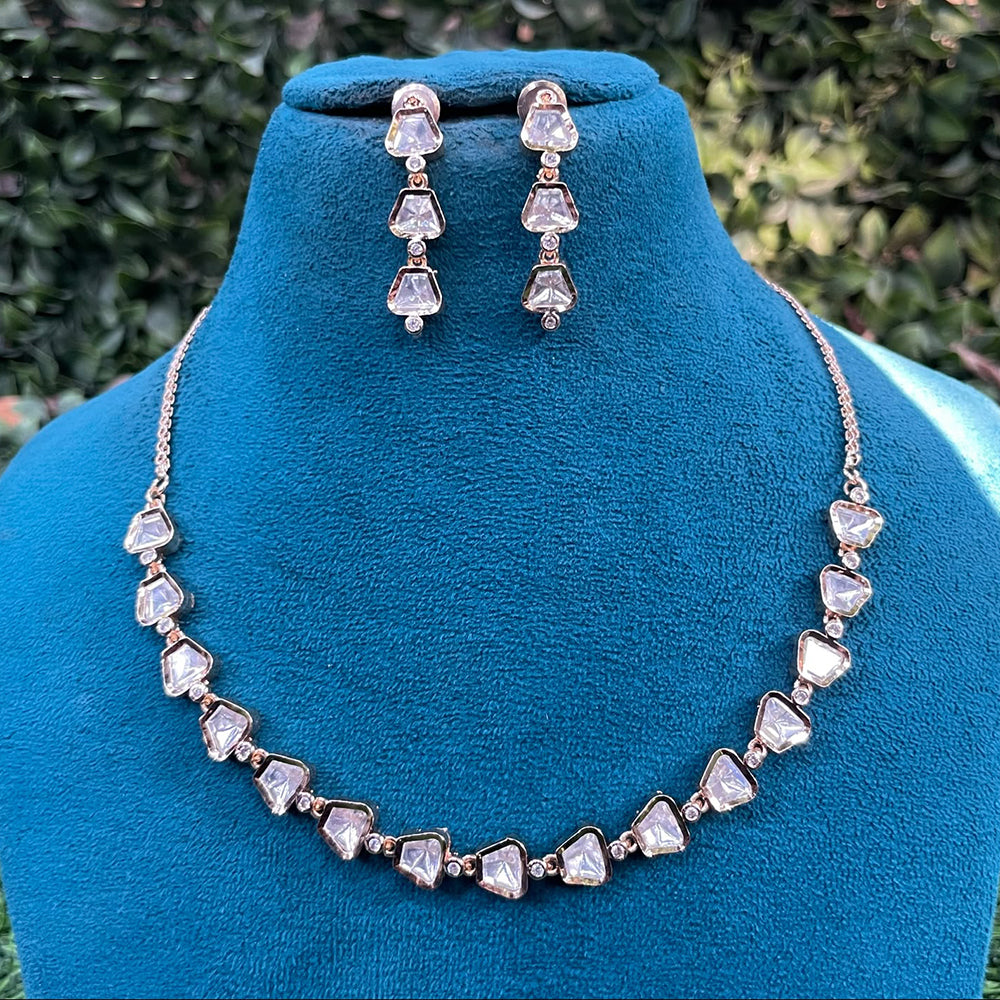 Amoliya Jewels Classic Polki Kundan Stone Necklace Set For Women
