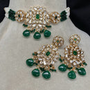 Amoliya Jewels Classic Polki Kundan Stone And Pearl Choker Necklace Set