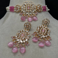 Amoliya Jewels Classic Polki Kundan Stone And Pearl Choker Necklace Set