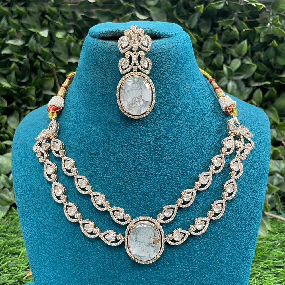 Amoliya Jewels Classic Polki Kundan Stone Necklace Set For Women