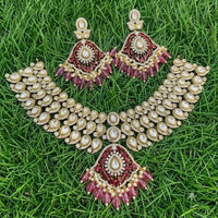 Amoliya Jewels Classic Polki Kundan Stone And Pearl Necklace Set For Women