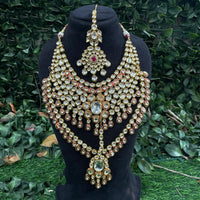 Amoliya Jewels Classic Polki Kundan Stone And Pearl Necklace Set For Women