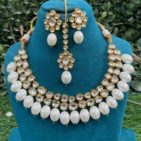 Amoliya Jewels Classic Kundan Stone And Beads Necklace Set For Women