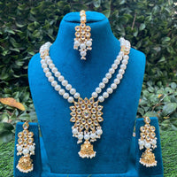 Amoliya Jewels Classic Kundan Stone And Beads Necklace Set For Women