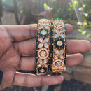 Amoliya Jewels Designer Polki Kundan And Pearl Opneable Bangles Set