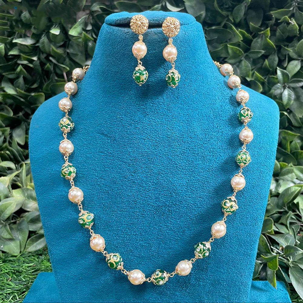 Amoliya Jewels Classic Kundan Stone And Beads Necklace Set For Women