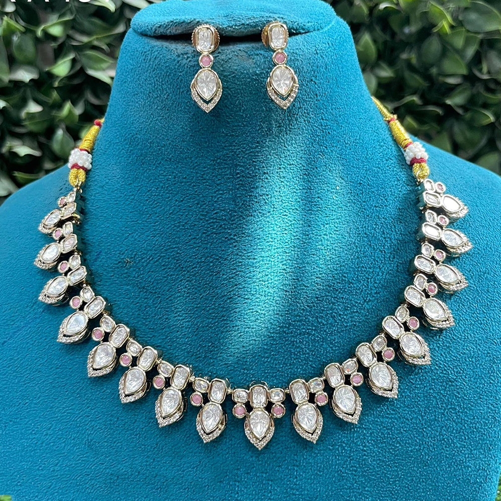 Amoliya Jewels Statement Polki Kundan Stone Necklace Set for Women