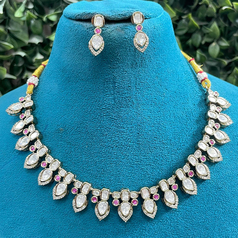 Amoliya Jewels Statement Polki Kundan Stone Necklace Set for Women