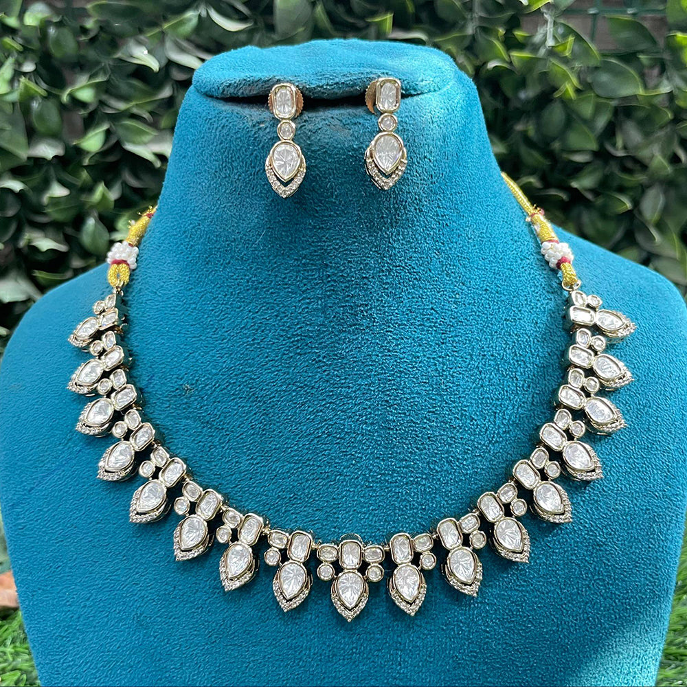 Amoliya Jewels Statement Polki Kundan Stone Necklace Set for Women