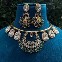 Amoliya Jewels Statement Kundan Stone Choker Necklace Set for Women